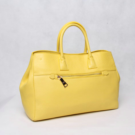 2014 Prada original grainy calfskin tote bag BN2545 lemonyellow for sale